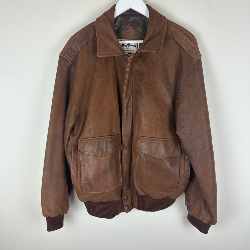 Mac Murray Of California Columbia Pictures Suede Leather Vintage Bomber Jacket